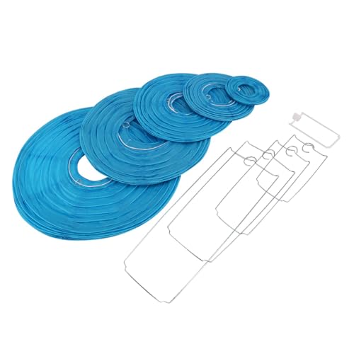 Lanternes en papier chinois réutilisables et faciles à assembler bleu - 4