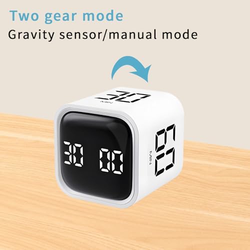 Image of Qumox Pomodoro Timer, Cube Productivity Timer with Adjustable Sound and Vibration Alert, Ideal for Work, Office, ADHD, Study, and Tasks - 5 /10 /30 /60 Minutes & Custom Countdown - White