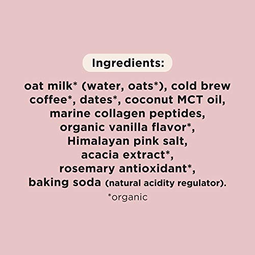 Pop & Bottle - Oat Milk Lattes with Collagen (from fish) | 12 Pack (8 oz) Vanilla | Marine (fish) Collagen Peptides, MCT Oil, Oat Milk, Cold Brew + More | Organic, No Dairy, No Gluten, Lightly Sweetened with Dates