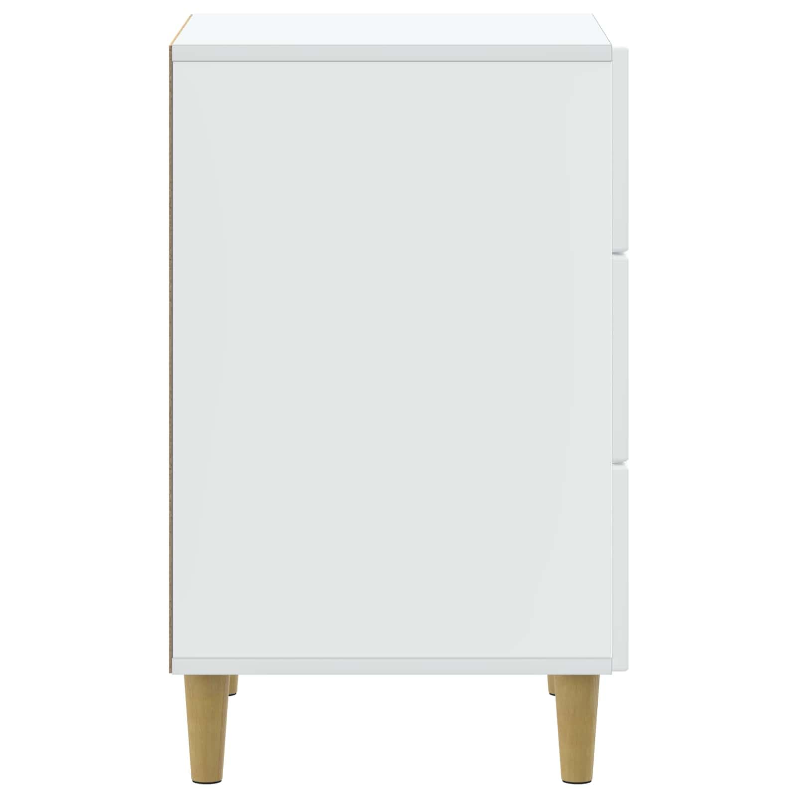 Mesita de noche blanca con 3 cajones, 43 x 41 x 66,5 cm