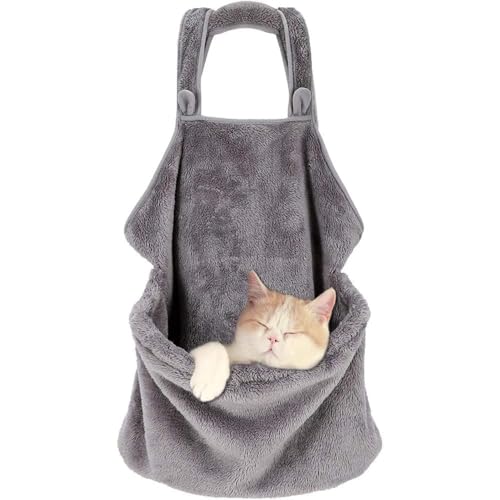 ChopEase ペット猫寝袋 抱っこ用エプロン ポケット 猫 ニャンコ 小型犬 キャリア 抱っこ紐 カンガルーポケット ペットスリング 毛粘着防止 暖かい ブランケット 防寒対策
