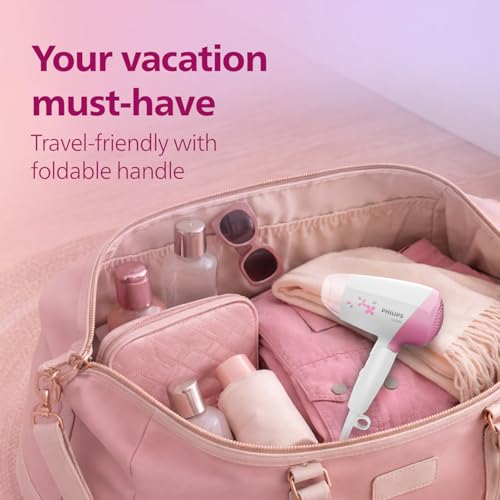 Image of Philips India's No.1 Hair Styling Brand - Foldable Hair Dryer | 1200W | Fast Blow Dry | 2 Heat Settings | ThermoProtect Tech |Travel-Friendly, Quick Dry | Frizz Control For Indian Hair | HP8120