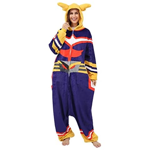 GZHOK Unisex Adults Cartoon Pajamas Christmas Jumpsuit Plush Cosplay Halloween Costume Animal Polar Fleece Gifts, Purple, S Cover