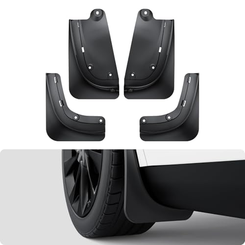 Image of BASENOR 2026 2025 Tesla Model Y Juniper Mud Flaps Splash Guards [No Drilling No Tape] All-Weather Mud Guard, Tire Protector Mudflaps for Model Y Juniper 2025 2026