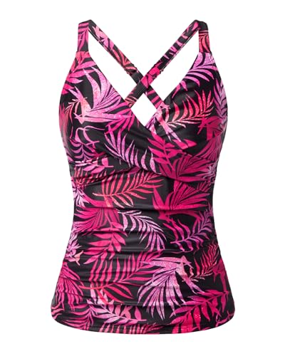 Image of Women Underwire Tankini Top Only - Twist Front V Neck Bathing Suit Swim Top Tummy Control Cross Swimsuit 2026