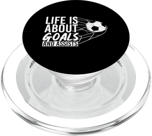 La vie est une question de buts et contribue à la motivation sportive dans le football PopSockets PopGrip pour MagSafe