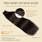 DNE Tape in Hair Extensions Real Human Hair 18 inches 20Pcs/50g/Pack Seamless #2 Dark Brown Dark Color Straight Invisible Double Sided Tape in Hair Extensions for Women/Girls Can Be Curled and Dyed - Image 2