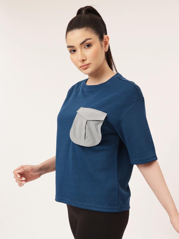Image of Clovia Women's Comfort-Fit Active T-Shirt - Moisture-Wicking & Stretchable for Workouts