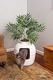 Good Pet Stuff, The Original Hidden Litter Box, Artificial Plants & Enclosed Cat Planter Litter Box, Vented & Odor Filter, Easy to Clean, White Birch