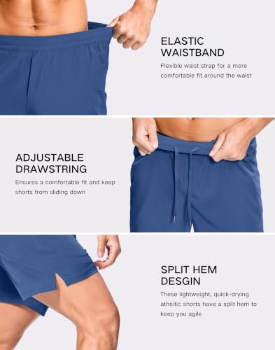 Image of GGJ Men's Lightweight Athletic Shorts with 2 Zipper Pockets 7 inch /9 inch /5 inch Gym Workout Running Quick Dry Tennis Shorts for Men