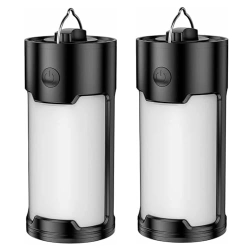 2 faroles LED de camping, linternas de supervivencia portátiles superbrillantes alimentadas por pilas, lámpara de camping impermeable, para cortes de energía, emergencia en el hogar, camping,