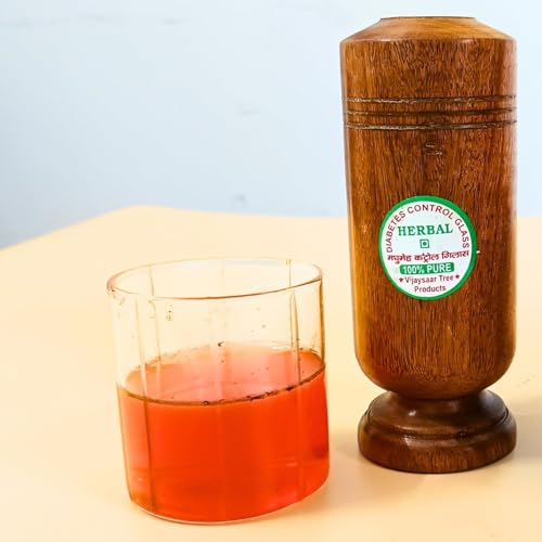 Image of Diabetes Control Vijaysar Wooden Tumbler Glass for Drinking Water & Ayurvedic Glass for Diabetes Management and Blood Sugar Control (Pack of 2)