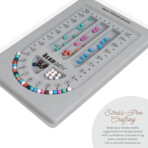 Image of The Beadsmith Bead Board, Grey Flocked | 28 inch U-Shaped Channel, 8.5 x 12 inches, Design Boards for Creating Bracelets, Necklaces and More