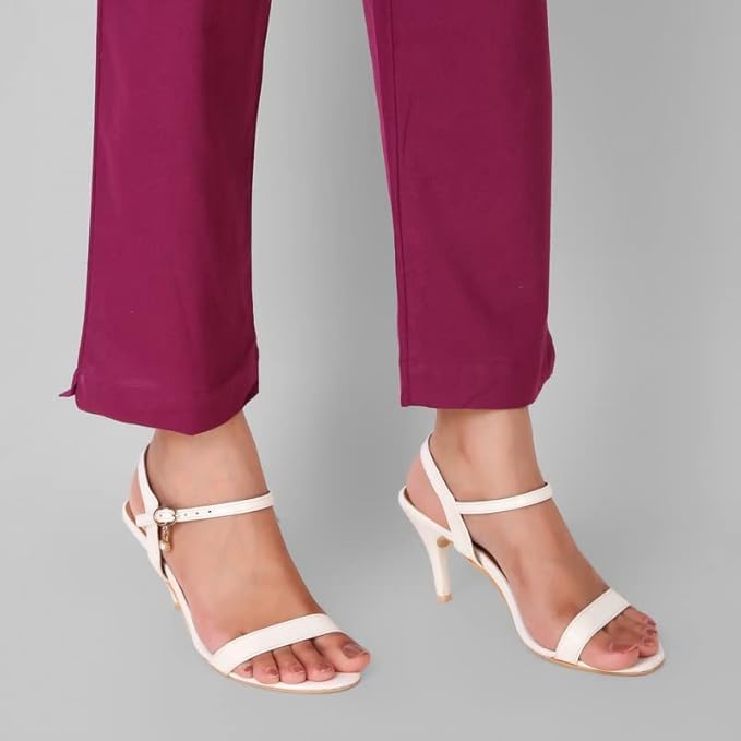 Image of Aarav Fabric Women's 100% Cotton Casual Pant | Ankle Length Regular fit Cotton Trouser | Straight Fit Formal Pants for Kurti, Office, Casual and Daily Outdoor Lifestyle