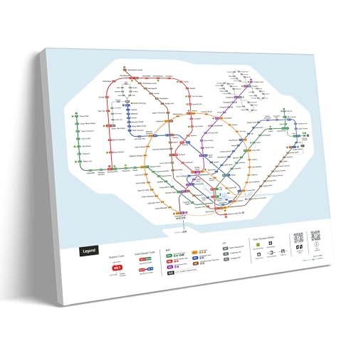 P&L ART.Singapore Subway Map Canvas Wall Art 24x30 Inch Modern