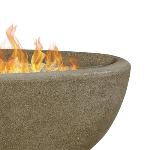 Image of Real Flame Riverside 48 inch Oval Propane Fire Pit Bowl, Push-Button Ignition, Includes 28 inch Stainless Steel Burner, Lightweight, 50,000 BTUs, Adjustable Flame Height - Glacier Grey