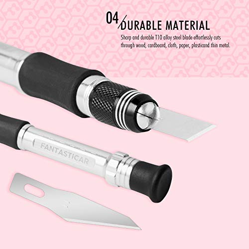 Fantasticar Pink Craft Knife Precision Cutter Hobby Knife Blades Set (29Pcs) For Art Work, Scrapbooking, Stencil, Architecture Modeling, Wood Leather Working #TOP4