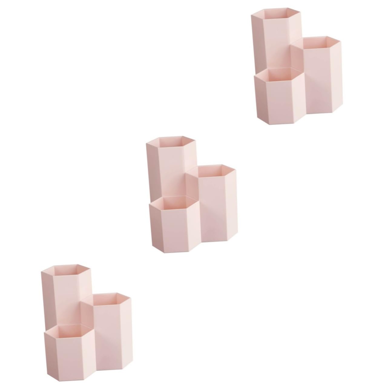 SHINEOFI 3pezzi Portapenne Esagonale Rosa Organizer Per Scrivania Multifunzionale Per e Accessori