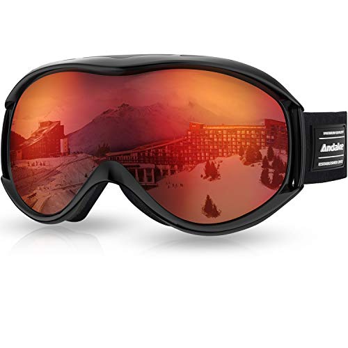 Andake anti-condens anti-slip UV-bescherming S2 S3 gespiegelde sferische cilindrische lens brildrager helm compatibel frameloze skibril goggle snowboardbril heren dames volwassenen