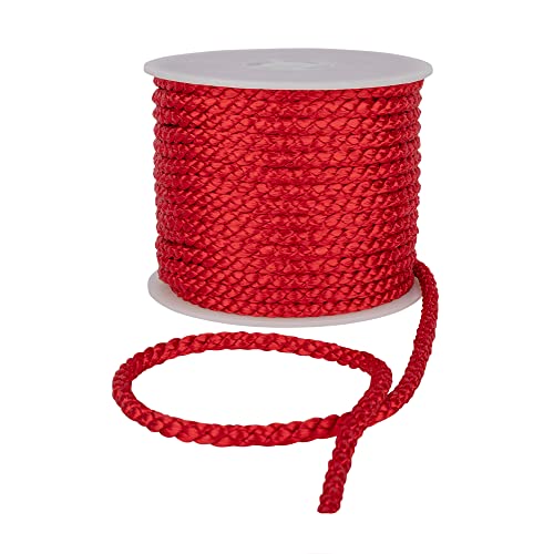 Discount Fabrics Crepe Cord - 6mm Premium Cotton Rope, Strong Macrame for DIY Craft Projects, Piping Cushions, Nylon Drawstring Cord, Durable & Multi-Purpose String (Red, 1m)