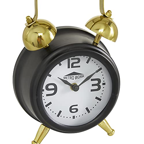 The Novogratz Stainless Steel Clock With Bell Style Top, 6" X 3" X 9", Black #TOP4