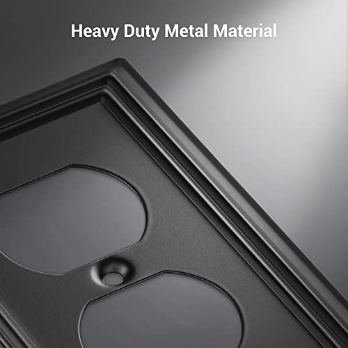 Dewenwils Metal Duplex Wallplates, Black Finish Outlet Covers For Electrical Outlets, 4-Pack #TOP1