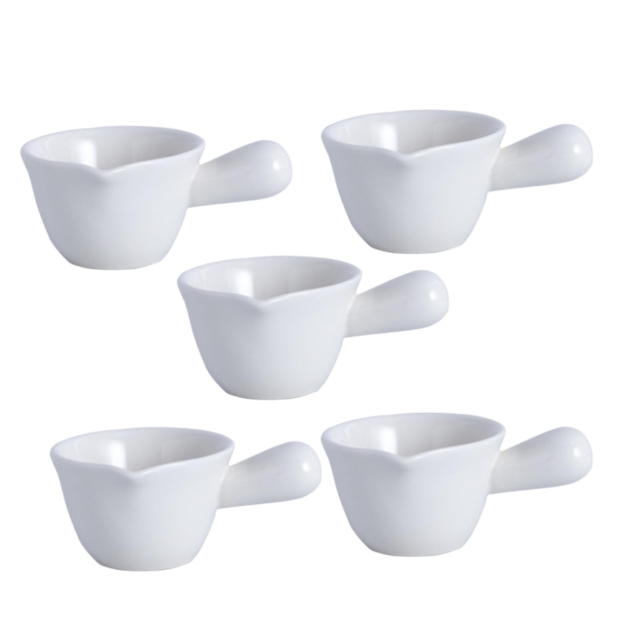 Mikinona 5pcs Ceramic Milk Cup Mini Saucepan Coffe Creamer Sauce Pitcher Coffee Pot Warmer Saucepans Sugar Container Espresso Portafilter Cream Pitcher Small Pot Sauce Pan Ceramics White