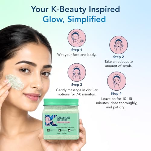 Image of K DERMA Korean Face & Body Scrub | With Rice Water & Ceramide | For Glass skin | Deep Cleansing | Exfoliation | Skin Brightening | For Glowing Skin | 380ml | Pack of 2