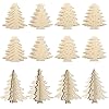 DIY 3D Christmas Tree Wood Crafts to Paint for Kids Adults Paintable Unfinished Wooden Slices for Craft Xmas Trees Cutouts Ornaments for Painting Decorations 24 PCS