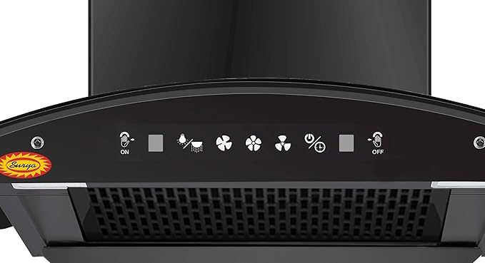 Image of Surya Chimney (SS60 Net) in 60cm with Features Auto Clean, Wave Sensor Black