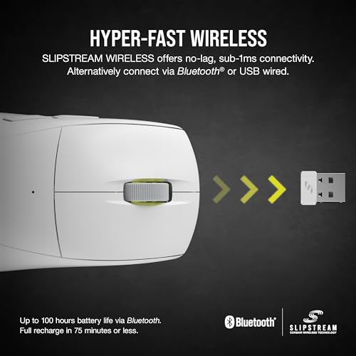 Image of Corsair M75 AIR Wireless Ultra-Light FPS Gaming Mouse - 26,000 DPI - Ultra-Fast Input - Symmetric Shape - iCUE Compatible - PC, Mac - White