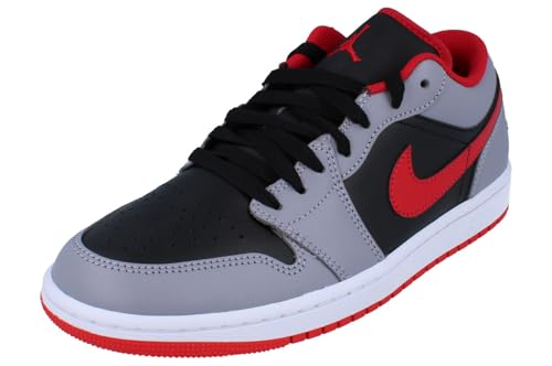 Image of AIR Jordan 1 Low-Black /FIRE RED-Cement GREY-WHITE-553558-060-7.5UK