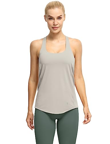 Image of icyzone Women's Open Back Workout Athletic Yoga Tank Tops with Built in Bra