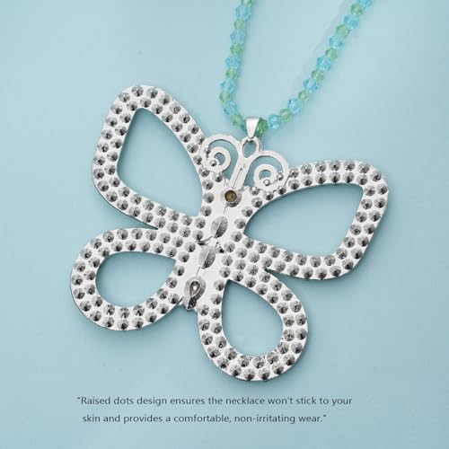 Butterfly Choker Necklace - Large 2.5" x 3" Sparkly Green Butterfly Pendant for Women, Elegant Costume Jewelry4