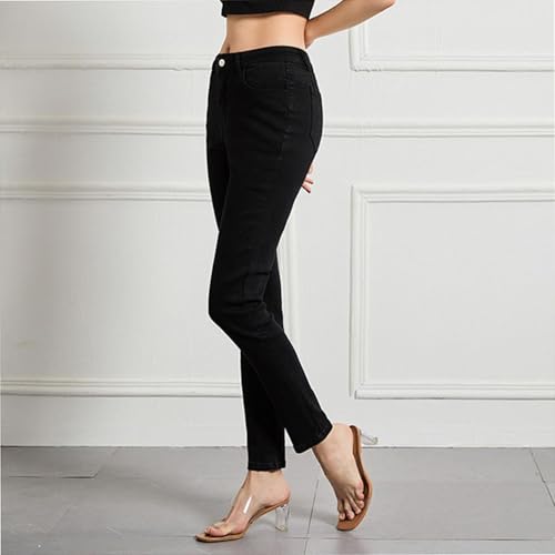 Pantalones vaqueros ajustados de mujer cómodos con aspecto desgastado 6