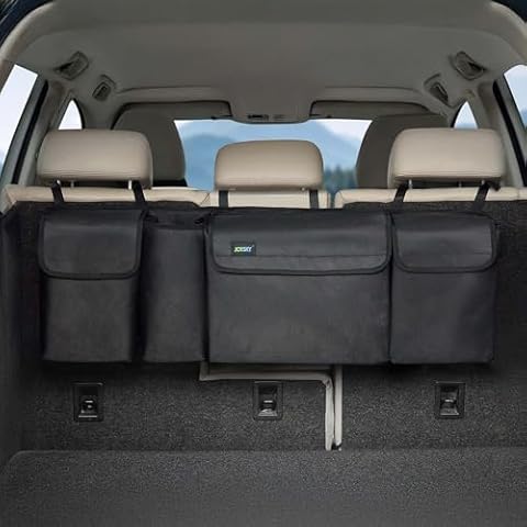 JOYSKY Trunk Hanging Organizer, Backseat Car Organizer with Large Pockets for SUV, Truck, MPV, Collapsible Car Storage Bag, Car Interior Accessories Providing More Trunk Space Cover