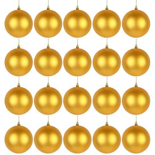 20PCS Christmas Tree Baubles Balls Ornaments Xmas Hanging Decorations Shatterproof (Gold Matte 4CM)