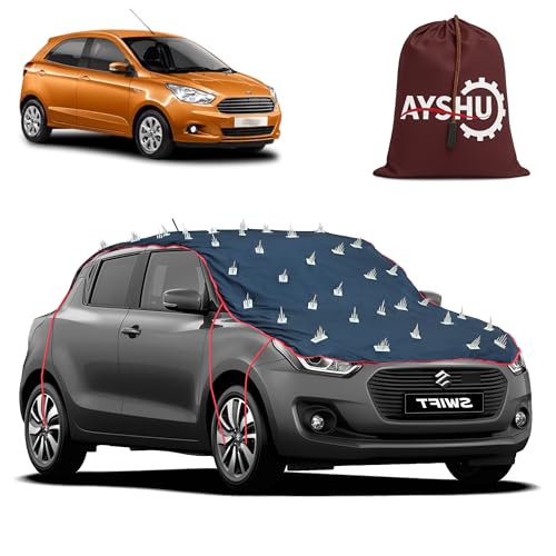 Image of AYSHU Water-Resistant Spike Car Cover for Ford Figo Titanium - Protects from Dogs, Monkeys, Dust, Sunlight & UV - Full Roof Universal Fit