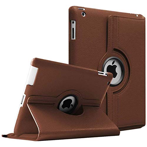 M Cart 360 Degree Rotating PU Leather Flip Case Cover for Apple iPad 2/iPad 3/iPad 4 (Model : A1460, A1459, A1458, A1416, A1430, A1403, A1397, A1396, A1395) (Brown)