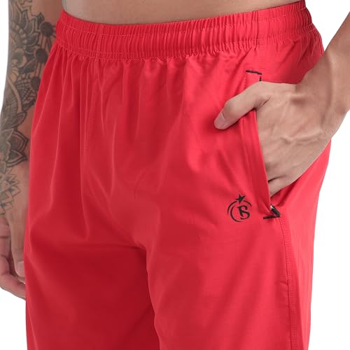 Image of BLUE STAR SHARK Athletic Sports Shorts for Men with Zip Pockets and Elastic Waistband Quick Dry Lightweight Activewear Combo - Pack of 2