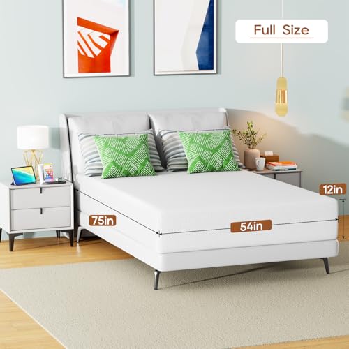 Image of FDW 12 Inch Full Mattress, Medium Firm Base Foam, Breathable & Comfortable with Removable Washable Zipper Cover, Bed in a Box, CertiPUR-US Certified, White