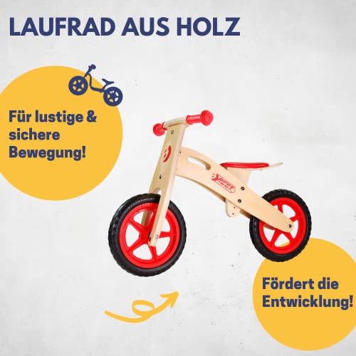 BEST SPORTING Laufrad ab 2 Jahren I Holz Laufrad 10 Zoll I Kinder Laufrad Holz I rot I hochwertiges Kinderlaufrad mit Eva-Schaum-Reifen I Laufrad Kind I Laufräder Kinder – Bild 3