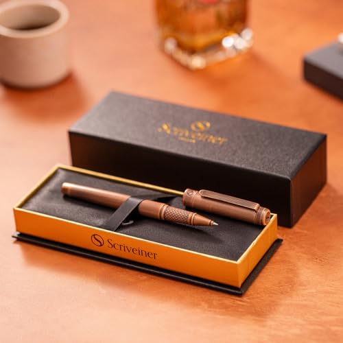 Image of Scriveiner Copper Rollerball Pen - Stunning Luxury Pen, Schmidt Ink Refill, Best Roller Ball Gift Set for Men & Women, Professional, Executive Office, Nice Pens