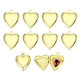 QUARKZMAN 10Pcs Medallón Personalizable para Fotos, Colgantes Corazón Retro de Cobre para Hombres y Mujeres DIY Memorial Llaveros Collar Pulsera Joyería, Ton
