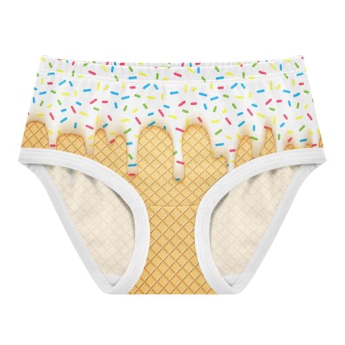Little Girls' Soft Cotton Underwear Kids Breathable Comfort Ice Cream Panties Briefs Toddler