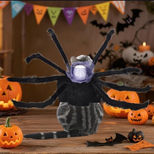 Halloween Spinne Kostüm für Hund Katze, Lila Schädel Kostüm für Hunde und Katzen, Cosplay Spider Kostüme für Hunde und Katzen, Haustierkostüm für Halloween Cosplay (M)
