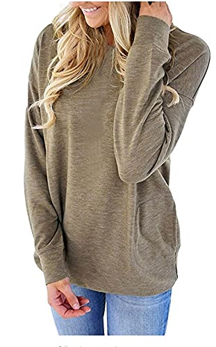 ONLYSHE Womens Crewneck Sweatshirt Casual Loose Fitting Tops Long Sleeve T Shirt