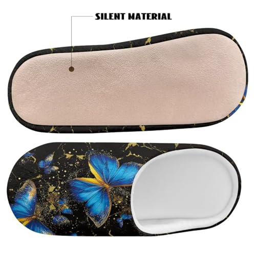 Women's Butterfly Winter Furry Slippers Flats Slip-on Indoor House Shoes Warm Bedroom Slipper4