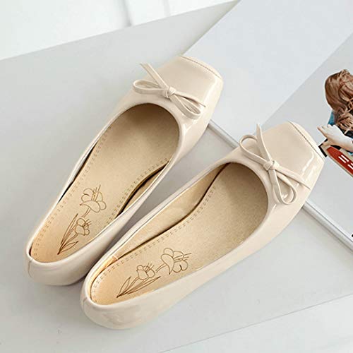 Bellirala Women Patent Square Toe Ballet Flats Comfort Slip On Ballerina Dress Shoes with Bow3