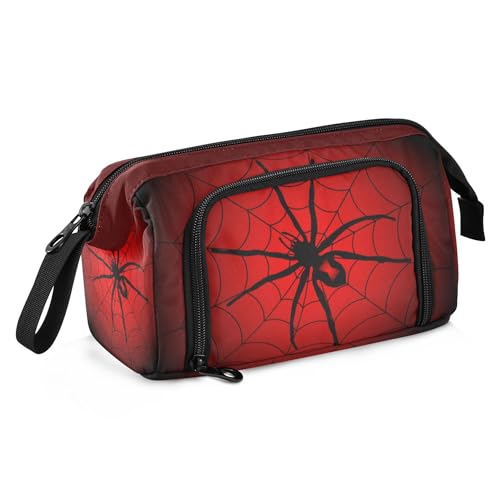 Image of Fisyme Halloween Spider Web Pencil Case Large Capacity Pencil Pouch Pen Bags Box Big Makeup Pencil Case Organizer